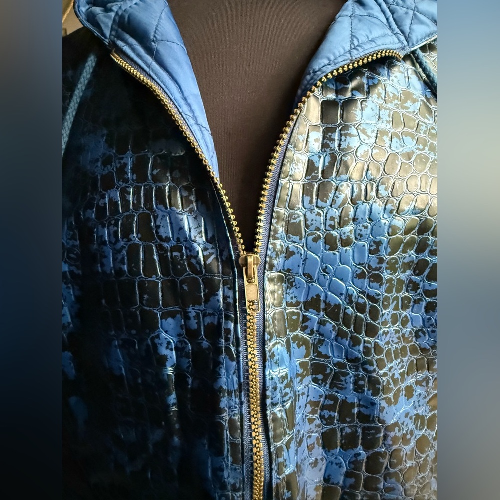 Vintage Kenn Sporn Wippette snakeskin quilted hooded rain coat, size large - Picture 4 of 16